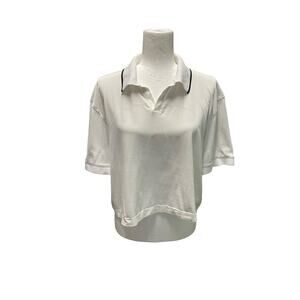 Lululemon Swiftly Tech Relaxed-Fit Short Sleeve White Cropped Polo Shirt Sz 12